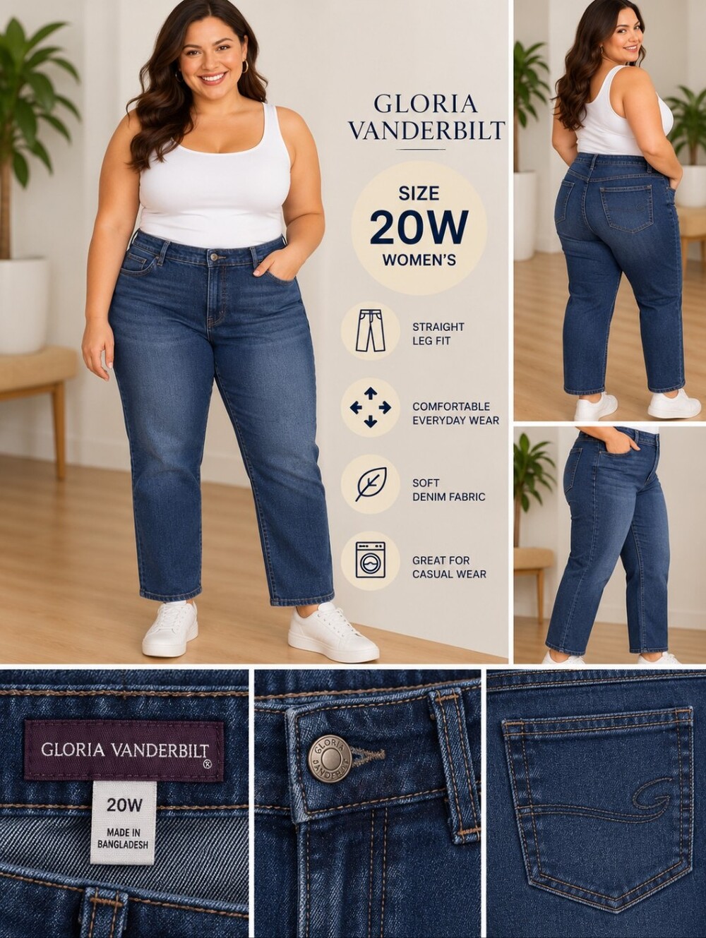 Gloria Vanderbilt Women's 20w denim straight leg jeans #38